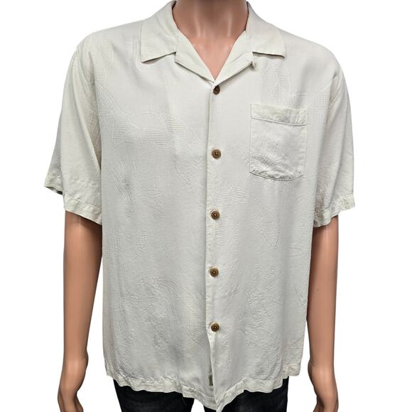 Tommy Bahama Bedarra Garden Camp Shirt Silk Men XL Tropical Floral Short-Sleeve - Picture 1 of 13